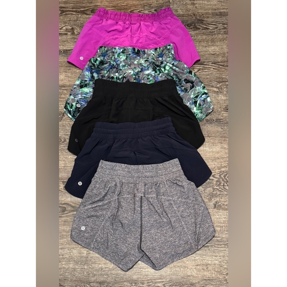 Lululemon Track That High Rise Running Shorts Lot of 5 Multi Color Floral Bundle